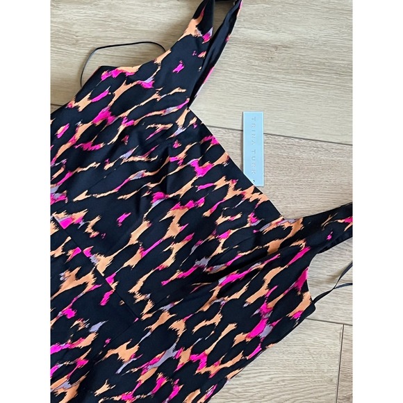 Trina Turk Bewitching Dress Black Pink Orange Leopard Print Sheath Size 10 - Picture 6 of 8
